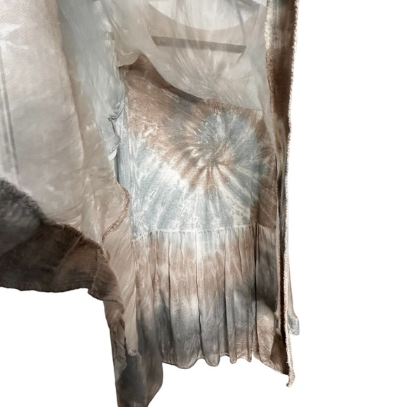 Unbranded Italian Silk Blend Sleeveless Langenlook Tie Dye Taupe/Blue Top Sz M - Picture 11 of 12